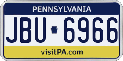 PA license plate JBU6966