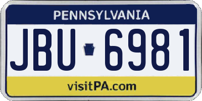 PA license plate JBU6981