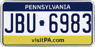 PA license plate JBU6983