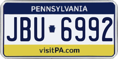 PA license plate JBU6992