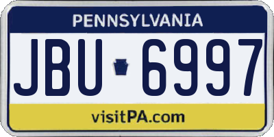 PA license plate JBU6997