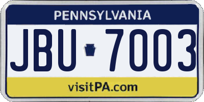 PA license plate JBU7003