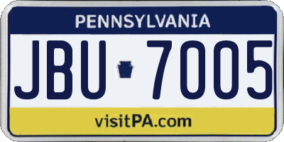 PA license plate JBU7005