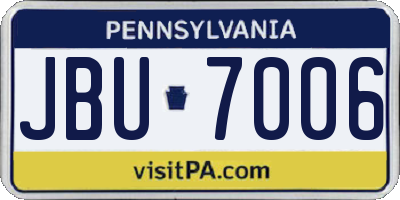 PA license plate JBU7006
