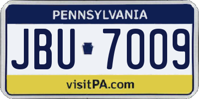PA license plate JBU7009