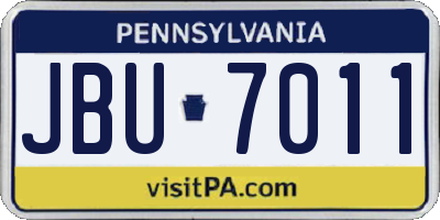 PA license plate JBU7011