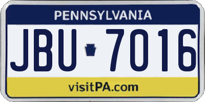 PA license plate JBU7016