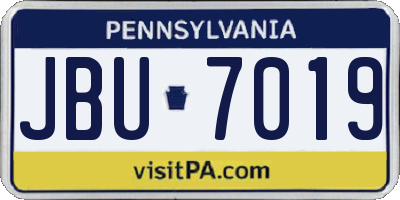 PA license plate JBU7019