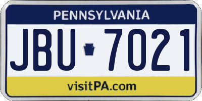 PA license plate JBU7021