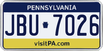 PA license plate JBU7026