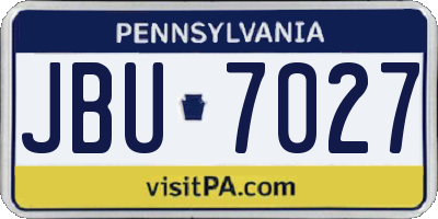 PA license plate JBU7027