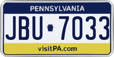PA license plate JBU7033