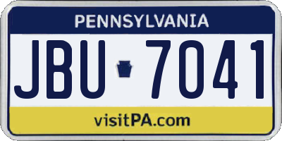 PA license plate JBU7041