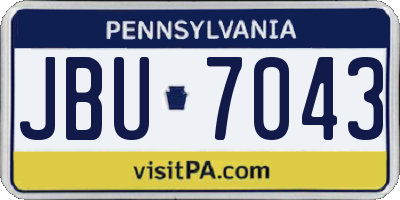 PA license plate JBU7043