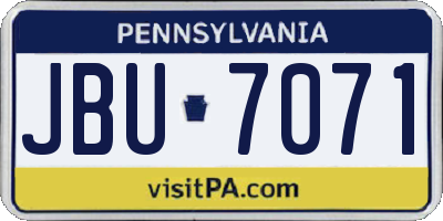 PA license plate JBU7071