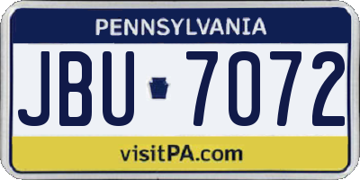 PA license plate JBU7072