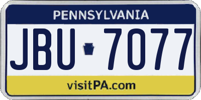 PA license plate JBU7077