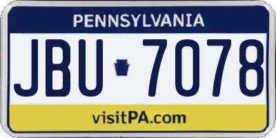 PA license plate JBU7078