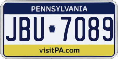 PA license plate JBU7089