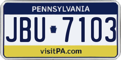 PA license plate JBU7103