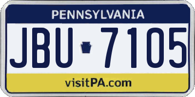 PA license plate JBU7105