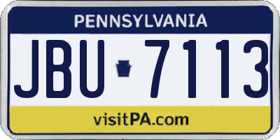 PA license plate JBU7113