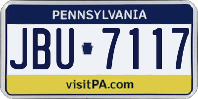 PA license plate JBU7117