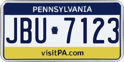 PA license plate JBU7123