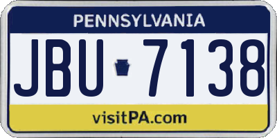 PA license plate JBU7138