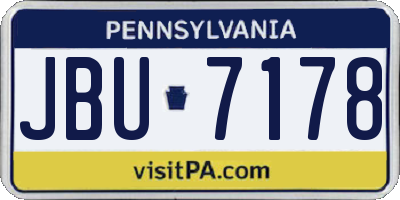 PA license plate JBU7178