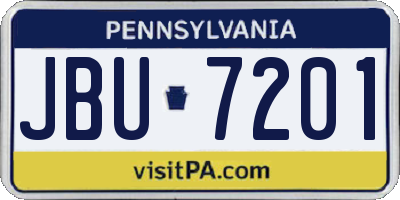 PA license plate JBU7201