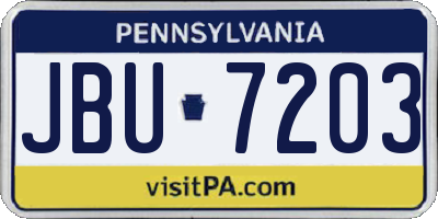 PA license plate JBU7203