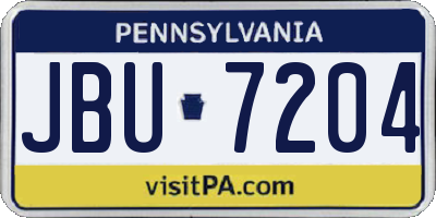 PA license plate JBU7204