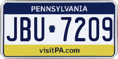 PA license plate JBU7209