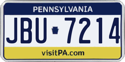 PA license plate JBU7214