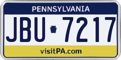 PA license plate JBU7217
