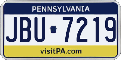 PA license plate JBU7219