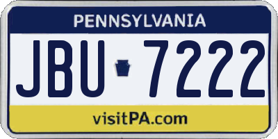 PA license plate JBU7222