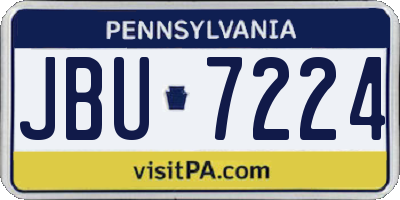 PA license plate JBU7224