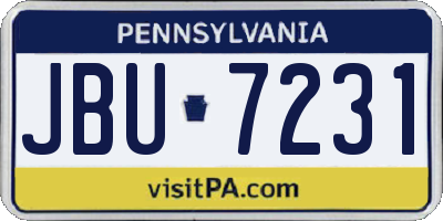 PA license plate JBU7231