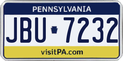 PA license plate JBU7232