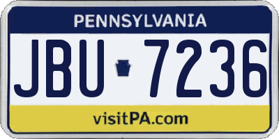 PA license plate JBU7236
