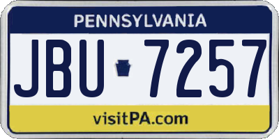 PA license plate JBU7257