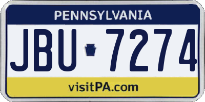 PA license plate JBU7274