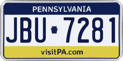 PA license plate JBU7281