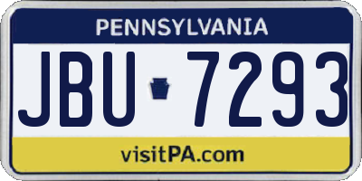 PA license plate JBU7293