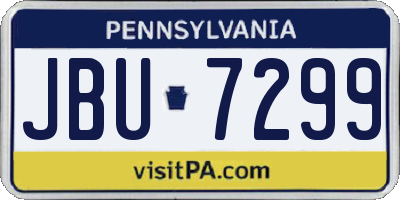 PA license plate JBU7299
