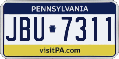 PA license plate JBU7311