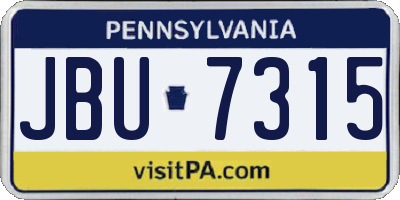 PA license plate JBU7315