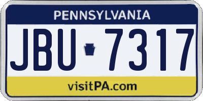 PA license plate JBU7317